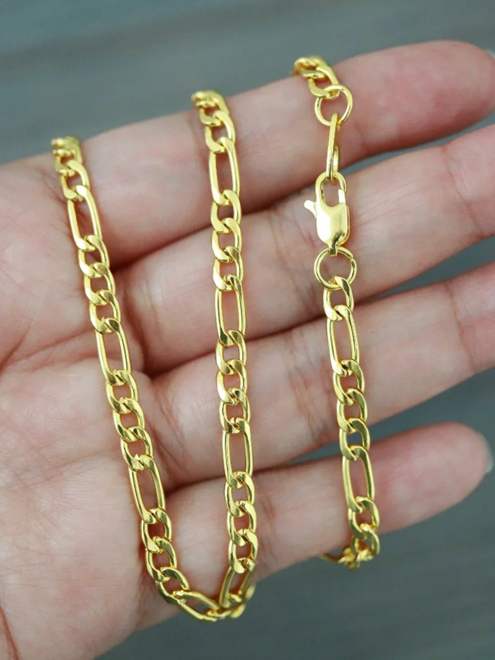 4.5mm Figaro Chain Necklace 18k Gold Plated Stainless Steel